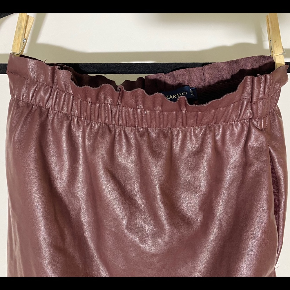 Dark Red Pleather Skirt - Picture 6 of 8